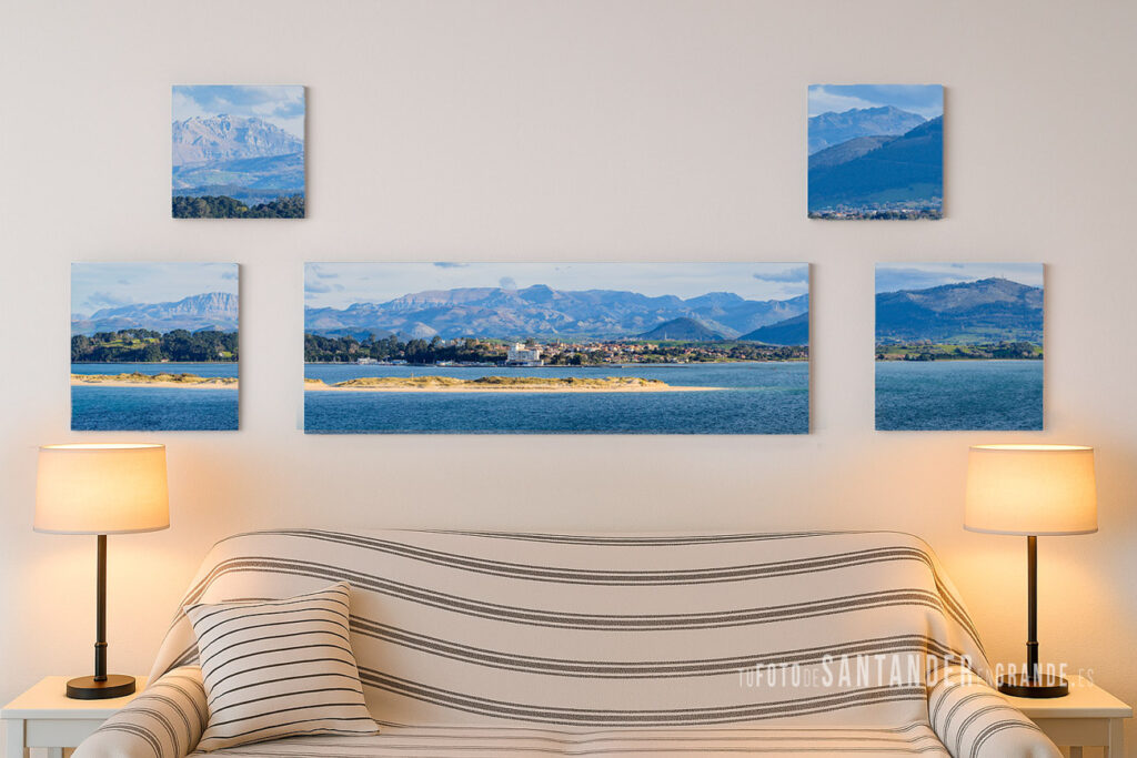 fotofienzo ejemplo de cuadro con una foto panorámica desde Santander dividida en 5 partes